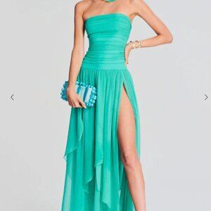 Retrofete Perola Silk Chiffon Dress in Sea foam, Size Medium, NWT